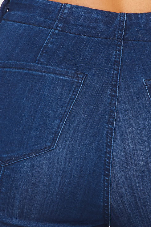 Mid Rise Denim Bell Bottoms - Dark Denim - SohoGirl.com